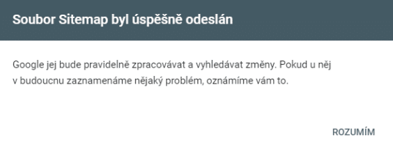 mapa stránok - google search console - hotovo