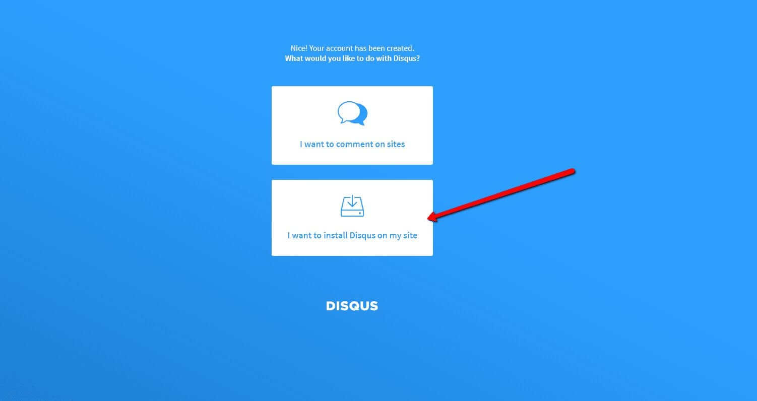 Zvoľte možnosť inštalácie Disqus na web