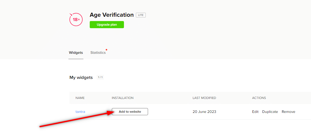 After registering in Elfsight, click the Add to website button