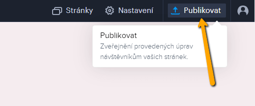 Publikujte zmeny. Zmena sa prejaví v publikovanej verzii Vášho webu.