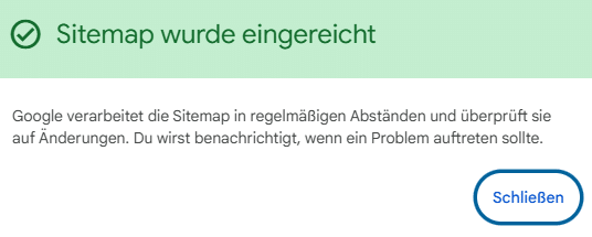 Sitemap – Google Search Console – erledigt