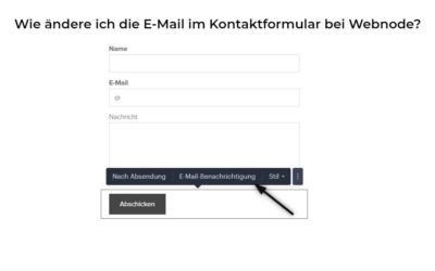 Wie ändere ich die E-Mail im Kontaktformular bei Webnode?
