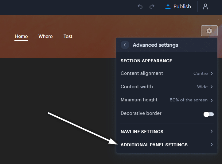 top bar adding into webnode tutorial