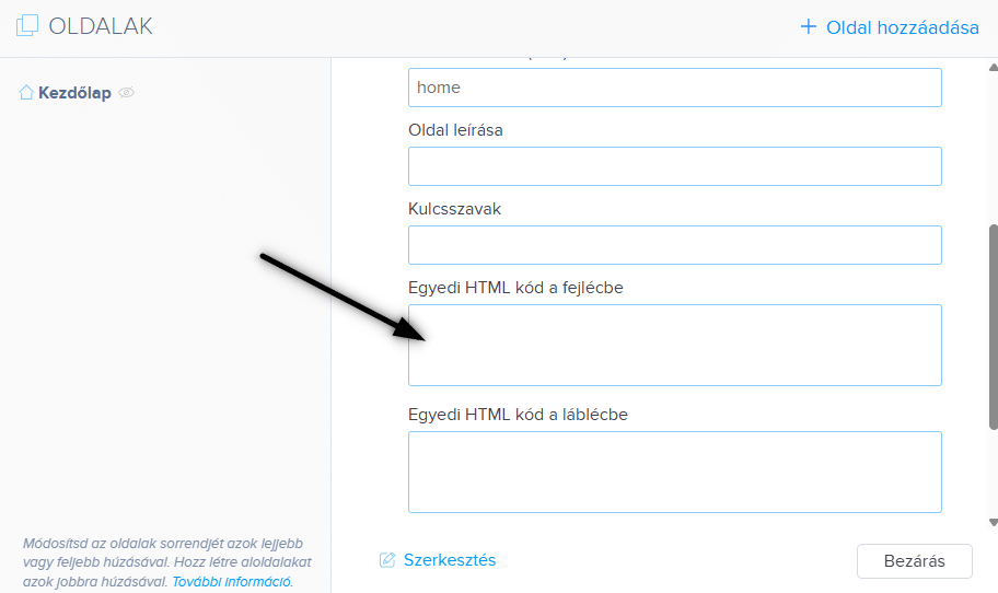 Illeszd be a kódot a HTML fejlécbe