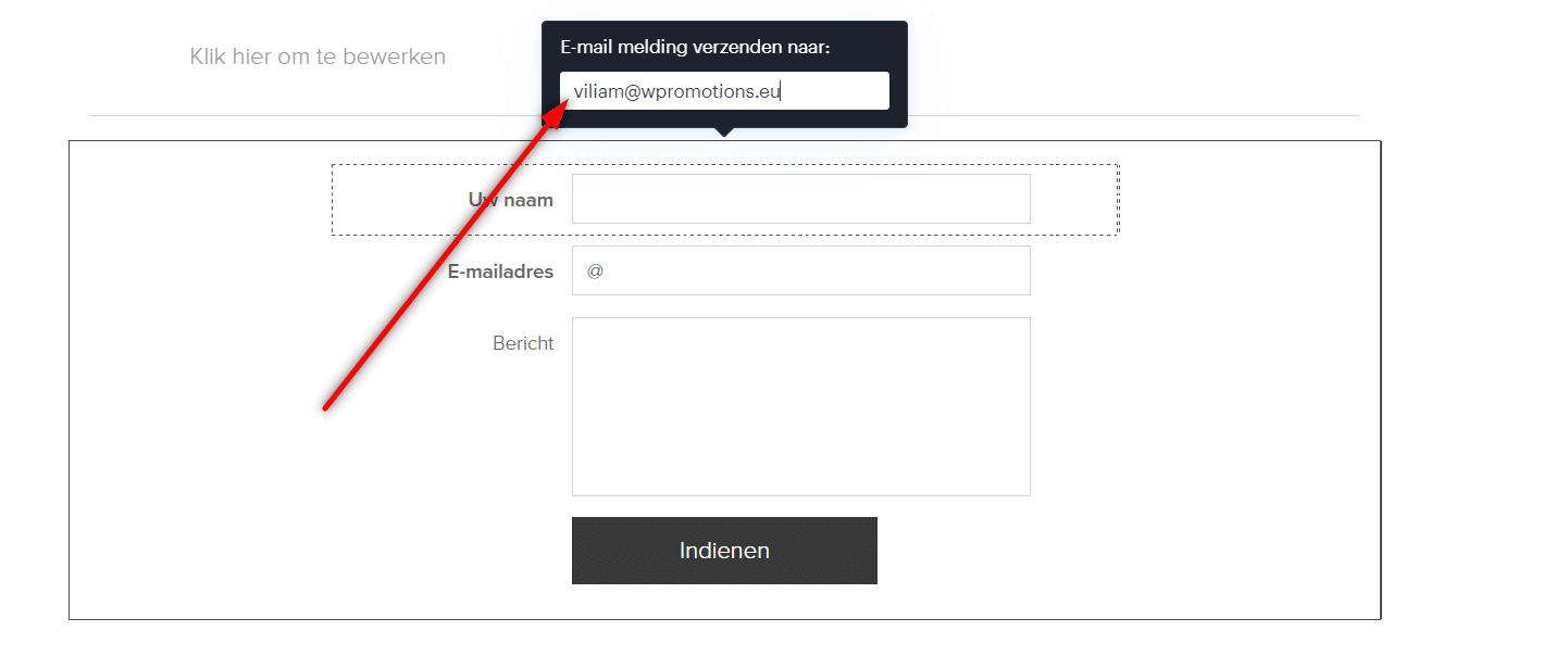 Hoe verander je het emailadres in een Webnode contactformulier?