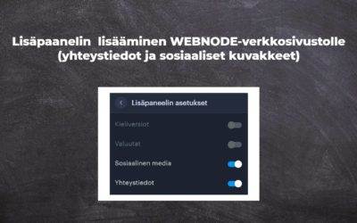 Lisäpaanelin lisääminen WEBNODE-verkkosivustolle (yhteystiedot ja sosiaaliset kuvakkeet)