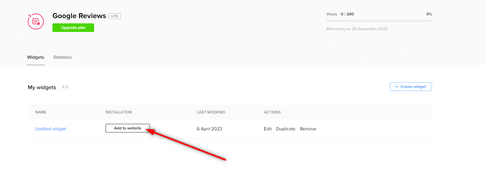 After registering with Elfsight, click on the "Add to website" button.