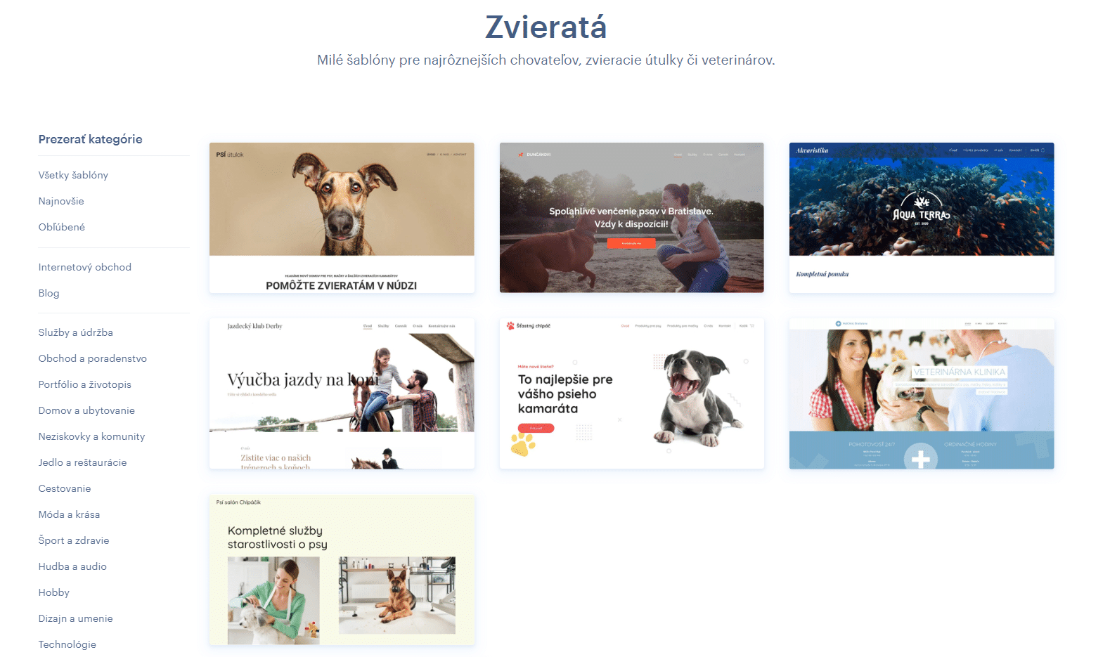 Webnode šablóny pre chovateľský web